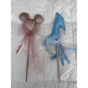 Disney Handcrafted Mickey and Cinderella Magic Fairy Wands Bibbidi Bobbidi Boo